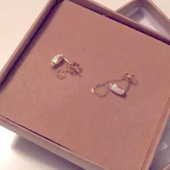 💕Pair of earrings with pearlescent bead chain #gift - Picture 1 of 2